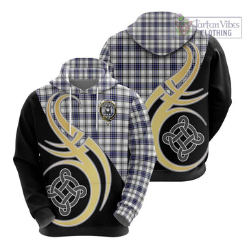 Hannay Tartan Hoodie with Family Crest and Celtic Symbol Style