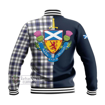 Hannay Tartan Baseball Jacket Alba with Scottish Lion Royal Arm Half Style