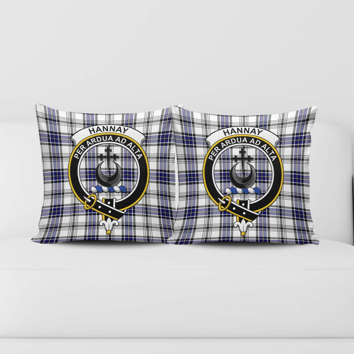 Hannay Modern Tartan Pillow Cover with Family Crest - Tartanvibesclothing