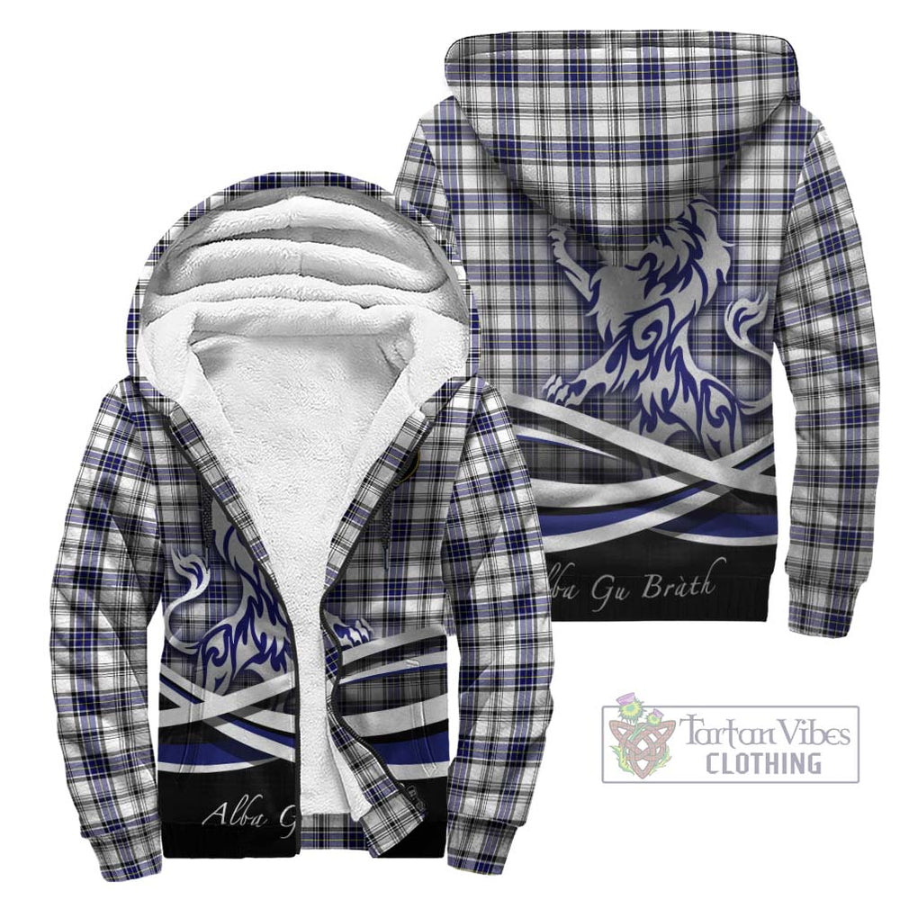 Hannay Tartan Sherpa Hoodie with Alba Gu Brath Regal Lion Emblem Unisex - Tartanvibesclothing Shop