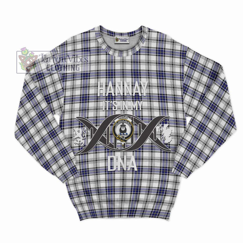 Hannay Tartan Sweatshirt with Family Crest DNA In Me Style - Tartanvibesclothing Shop