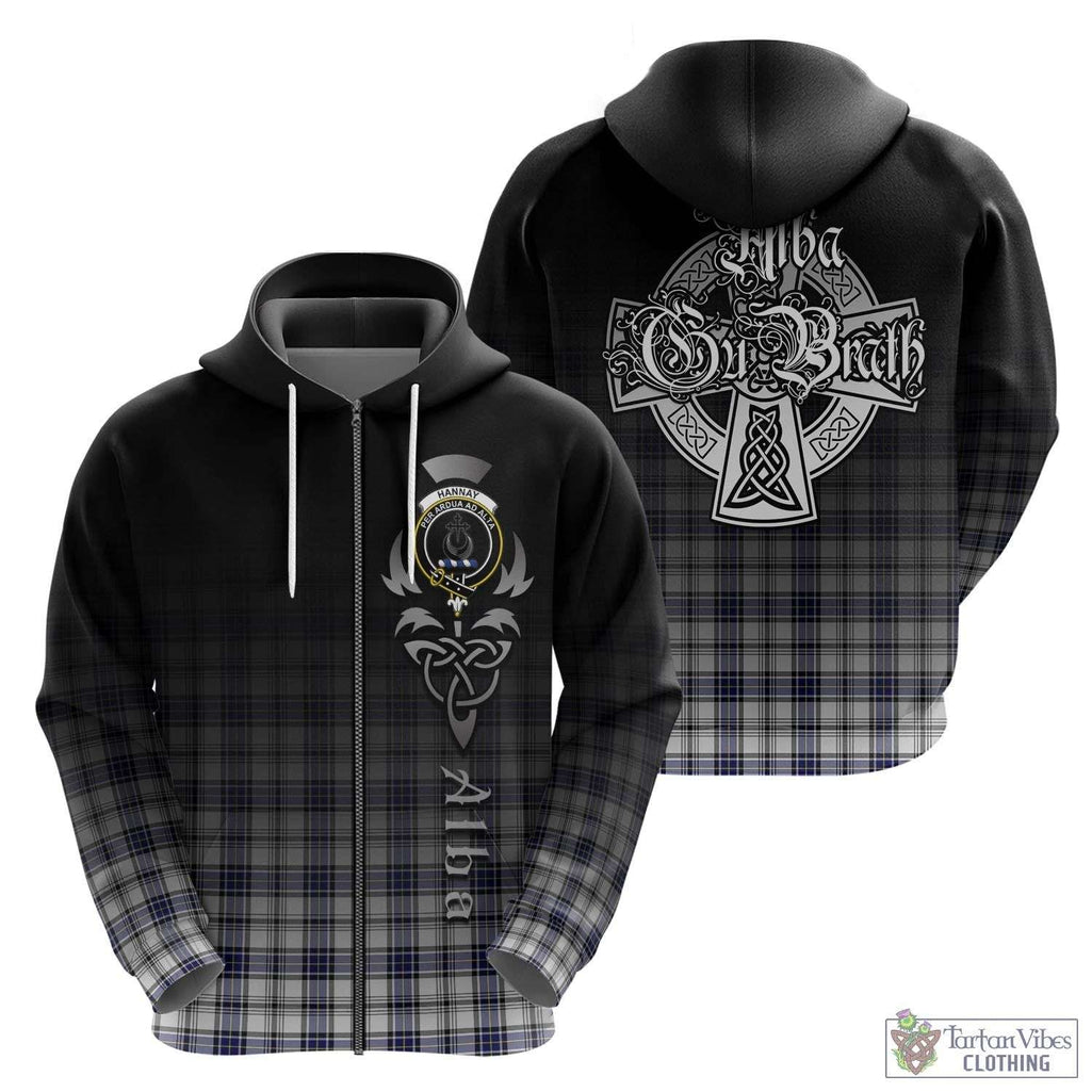 Tartan Vibes Clothing Hannay Modern Tartan Hoodie Featuring Alba Gu Brath Family Crest Celtic Inspired