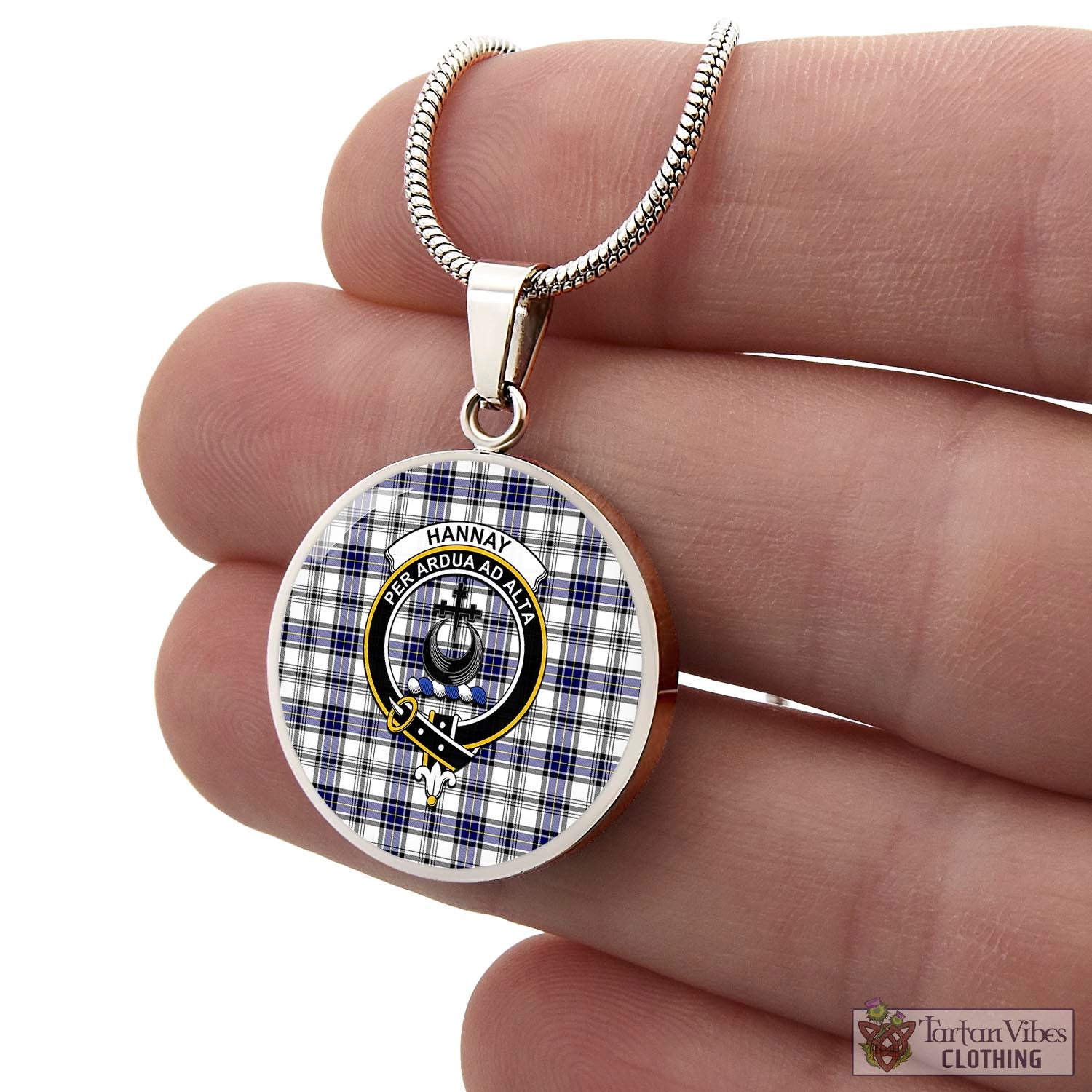 Tartan Vibes Clothing Hannay Modern Tartan Circle Necklace with Family Crest