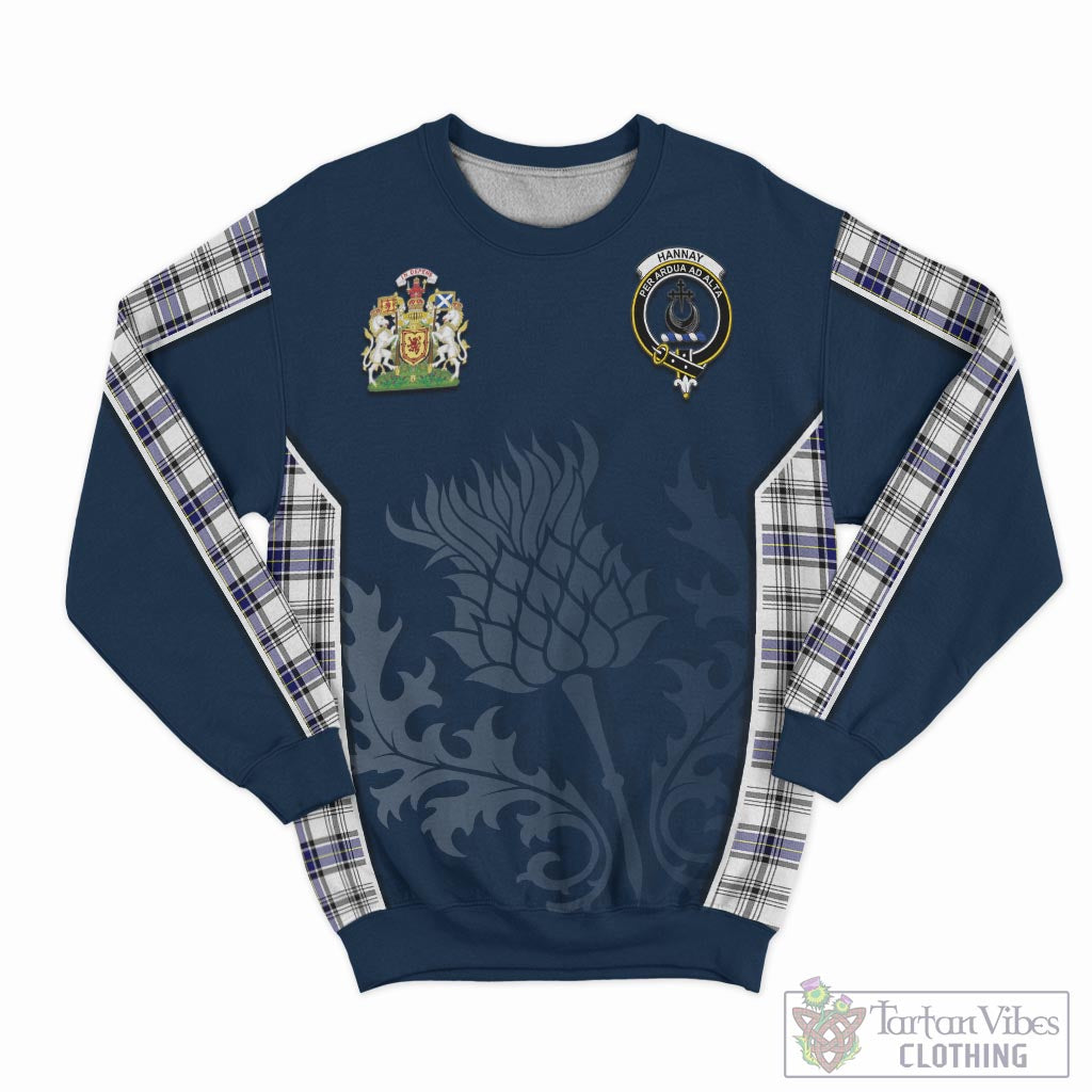 Tartan Vibes Clothing Hannay Modern Tartan Sweatshirt with Family Crest and Scottish Thistle Vibes Sport Style