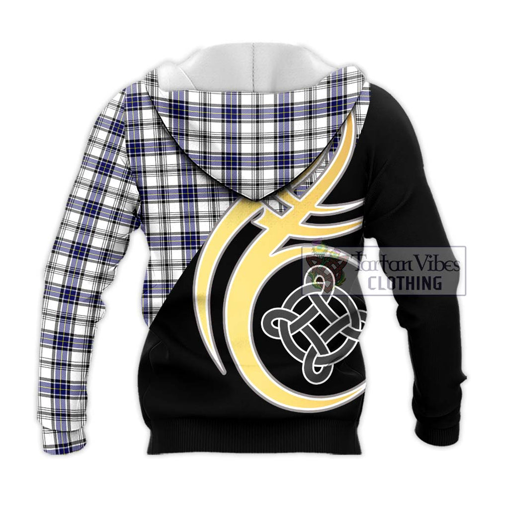 Hannay Tartan Knitted Hoodie with Family Crest and Celtic Symbol Style - Tartan Vibes Clothing