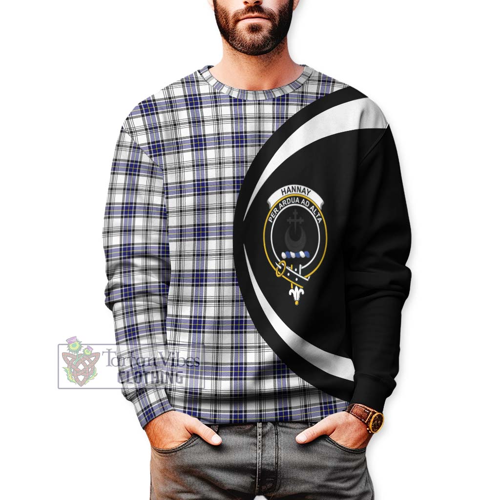 Hannay Tartan Sweatshirt with Family Crest Circle Style - Tartan Vibes Clothing