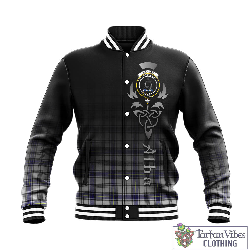 Tartan Vibes Clothing Hannay Modern Tartan Baseball Jacket Featuring Alba Gu Brath Family Crest Celtic Inspired