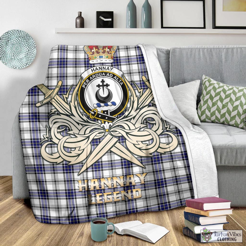 Tartan Vibes Clothing Hannay Modern Tartan Blanket with Clan Crest and the Golden Sword of Courageous Legacy