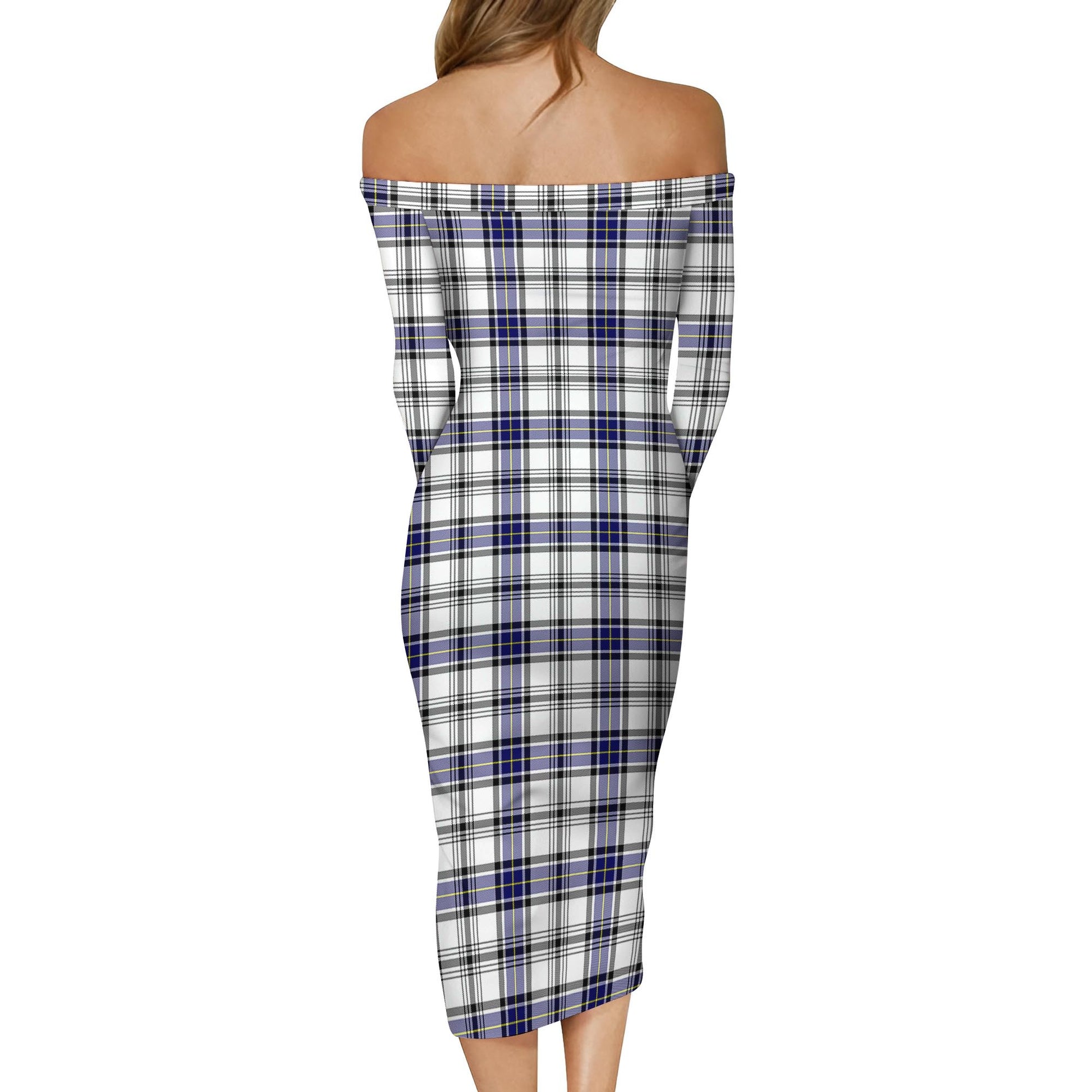 Hannay Modern Tartan Off Shoulder Lady Dress - Tartanvibesclothing