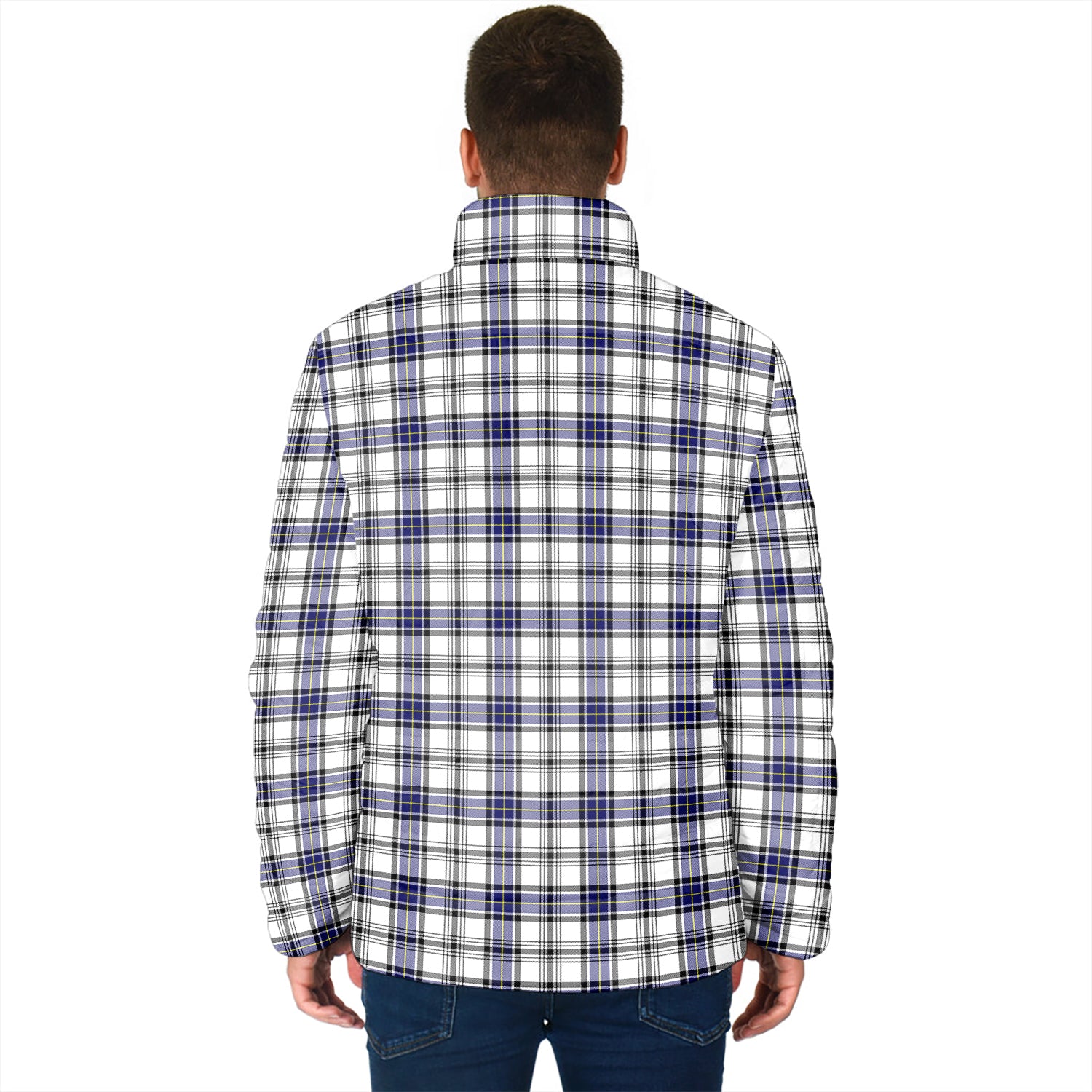 Hannay Tartan Padded Jacket with Family Crest - Tartan Vibes Clothing