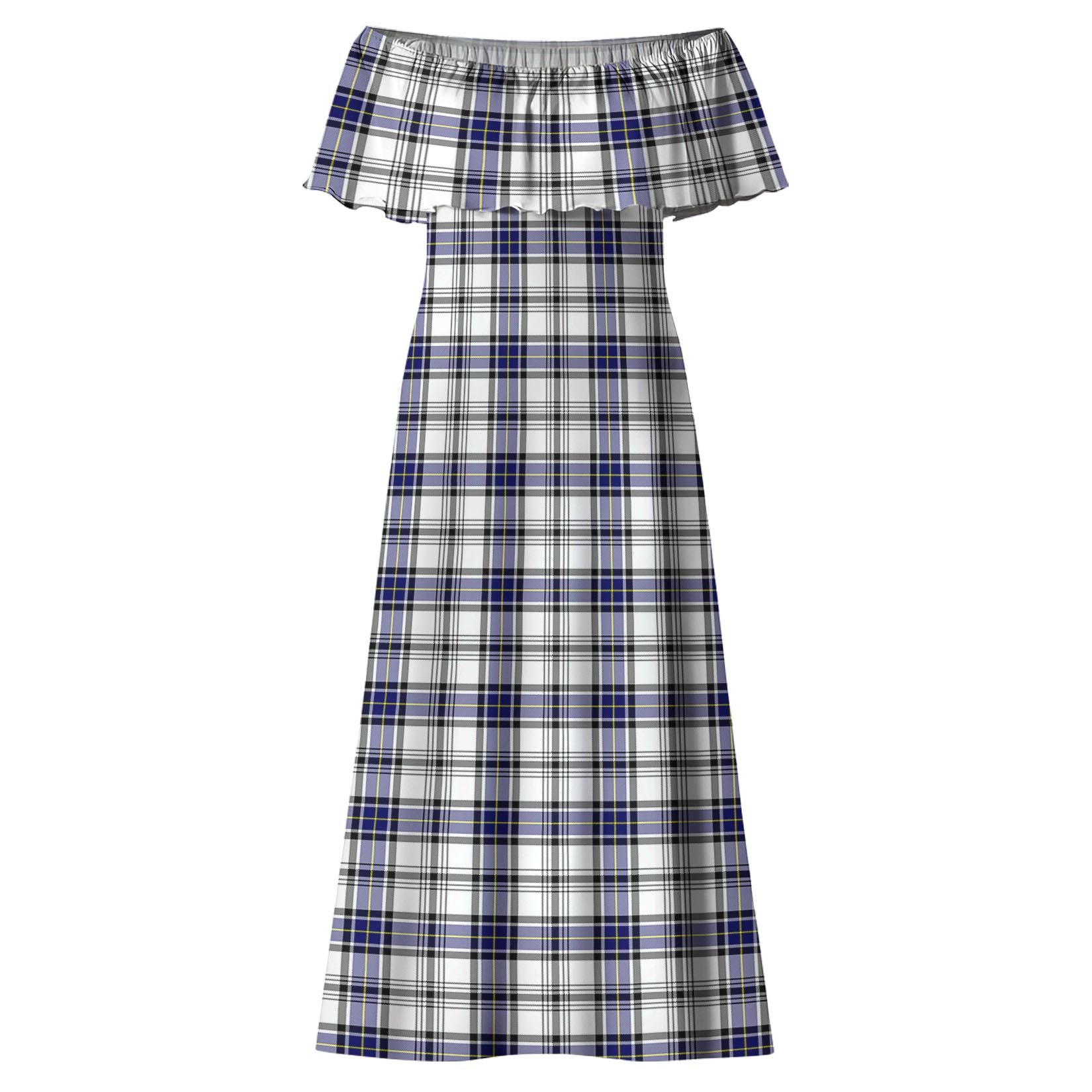 Hannay Modern Tartan Off Shoulder Long Dress - Tartanvibesclothing