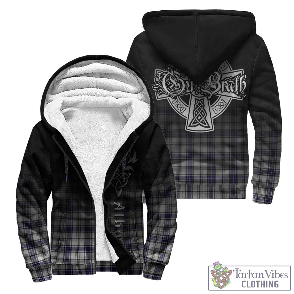 Tartan Vibes Clothing Hannay Modern Tartan Sherpa Hoodie Featuring Alba Gu Brath Family Crest Celtic Inspired