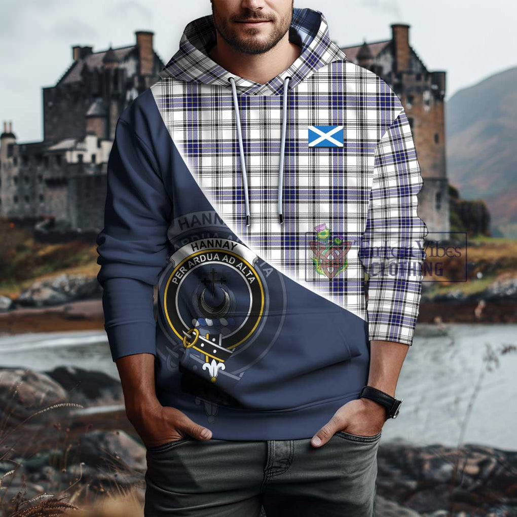 Hannay Tartan Hoodie with Personalised National Flag and Family Crest Half Style - Tartanvibesclothing Shop