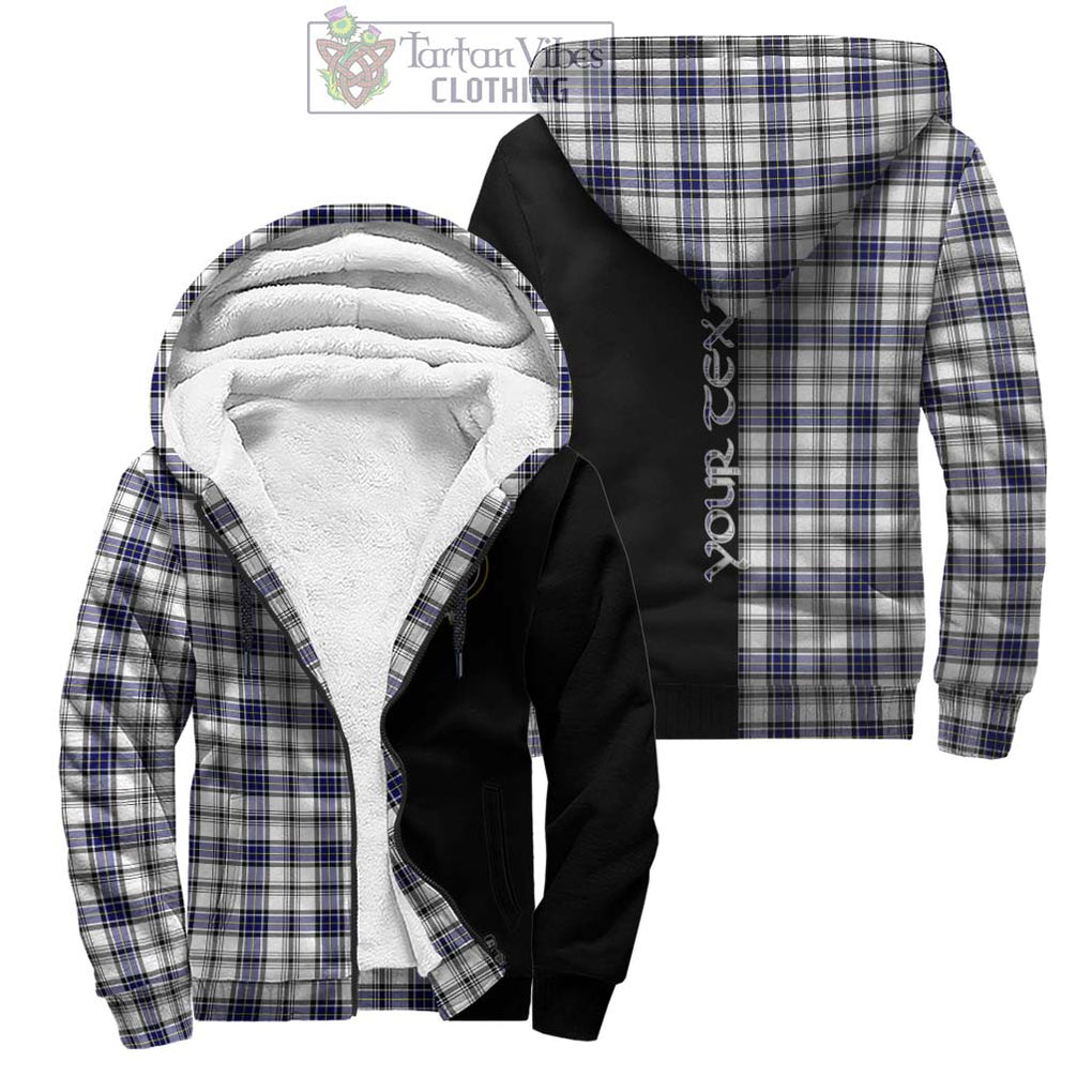 Hannay Tartan Sherpa Hoodie with Family Crest and Half Of Me Style Unisex - Tartanvibesclothing Shop