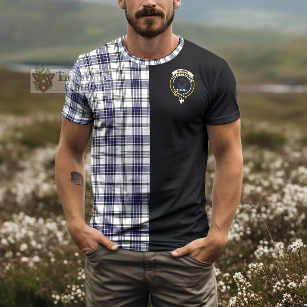 Hannay Tartan T-Shirt with Family Crest and Half Of Me Style - Tartanvibesclothing Shop