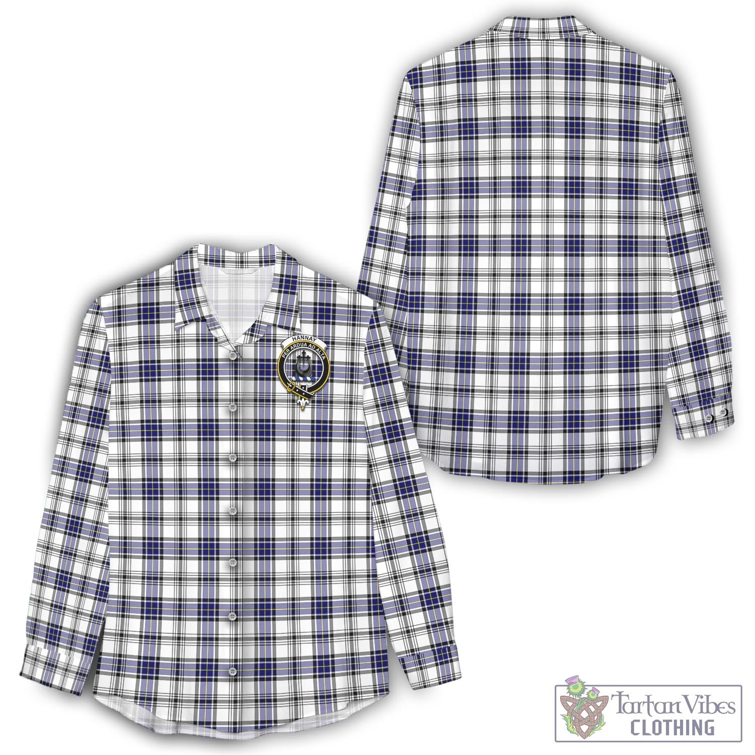 Tartan Vibes Clothing Hannay Modern Tartan Womens Casual Shirt with Family Crest