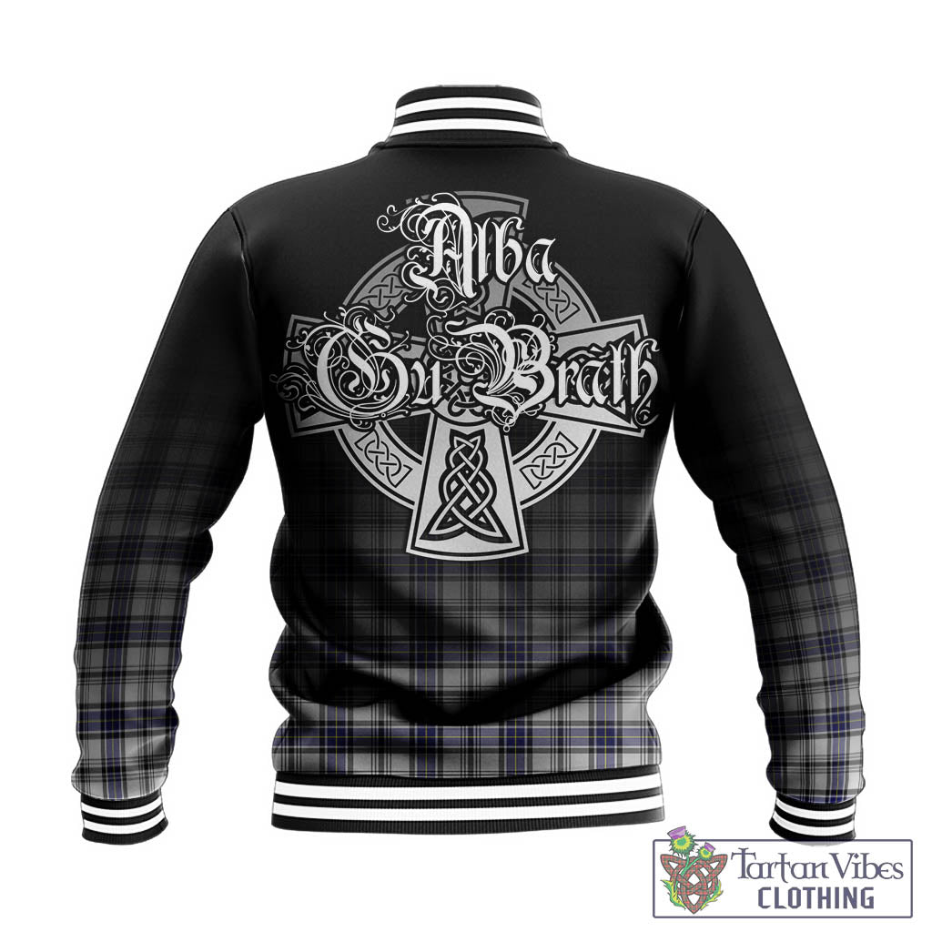 Tartan Vibes Clothing Hannay Modern Tartan Baseball Jacket Featuring Alba Gu Brath Family Crest Celtic Inspired