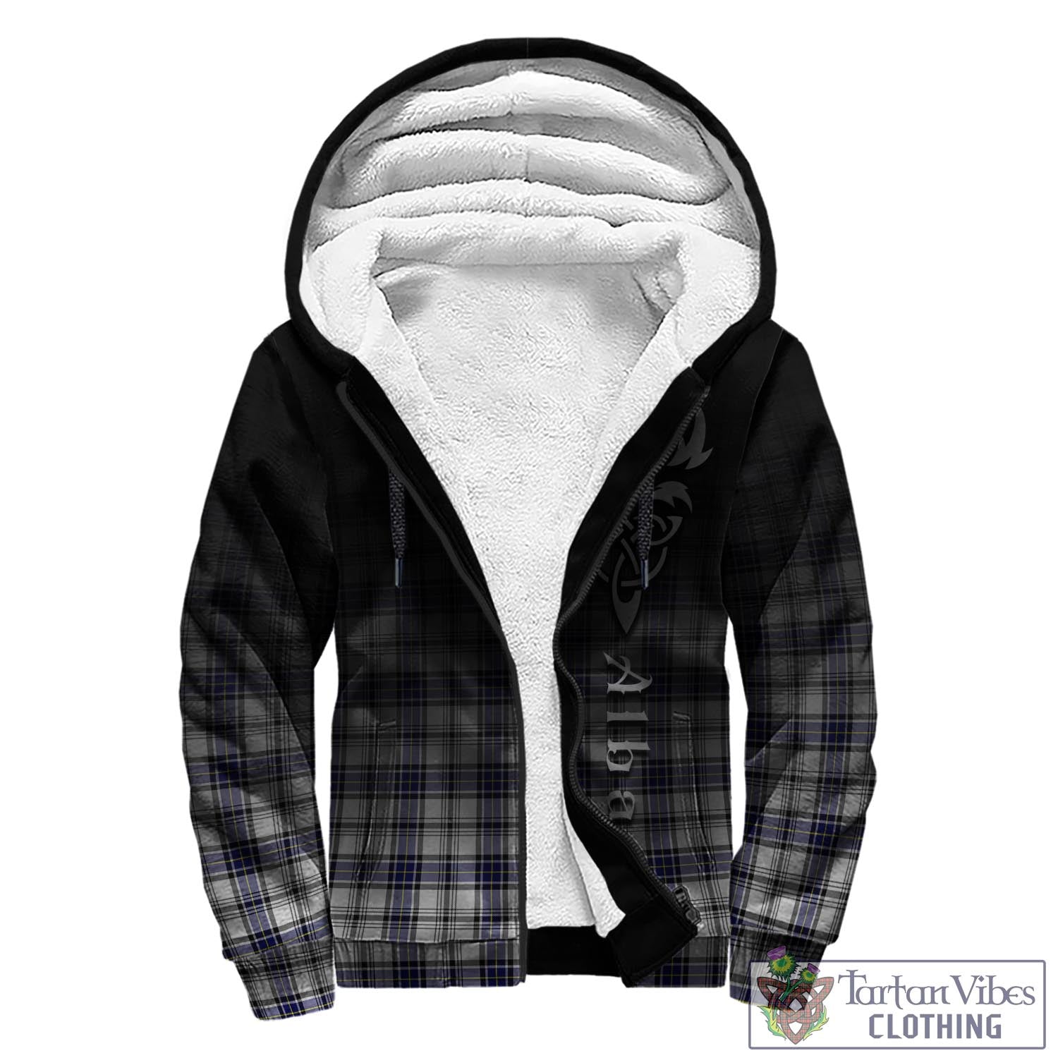 Tartan Vibes Clothing Hannay Modern Tartan Sherpa Hoodie Featuring Alba Gu Brath Family Crest Celtic Inspired