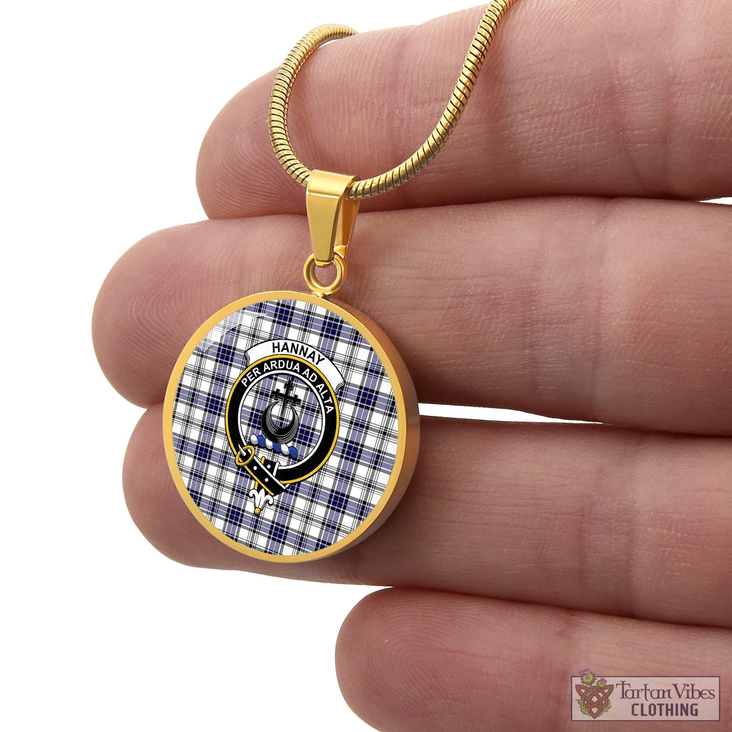 Tartan Vibes Clothing Hannay Modern Tartan Circle Necklace with Family Crest