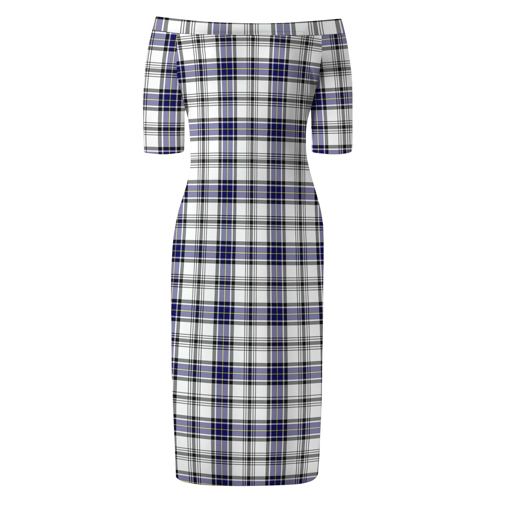 Hannay Modern Tartan Off Shoulder Lady Dress - Tartanvibesclothing