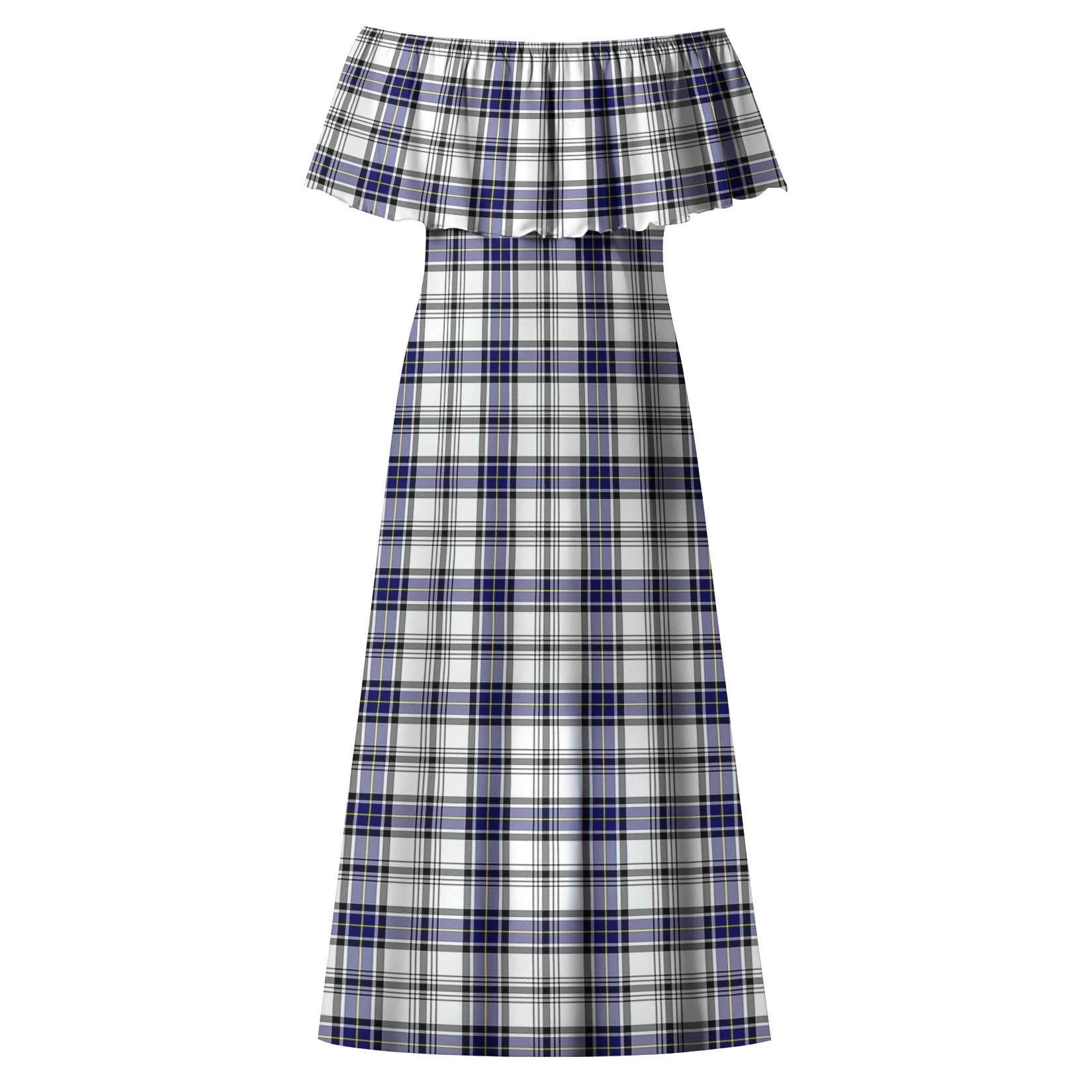 Hannay Modern Tartan Off Shoulder Long Dress - Tartanvibesclothing