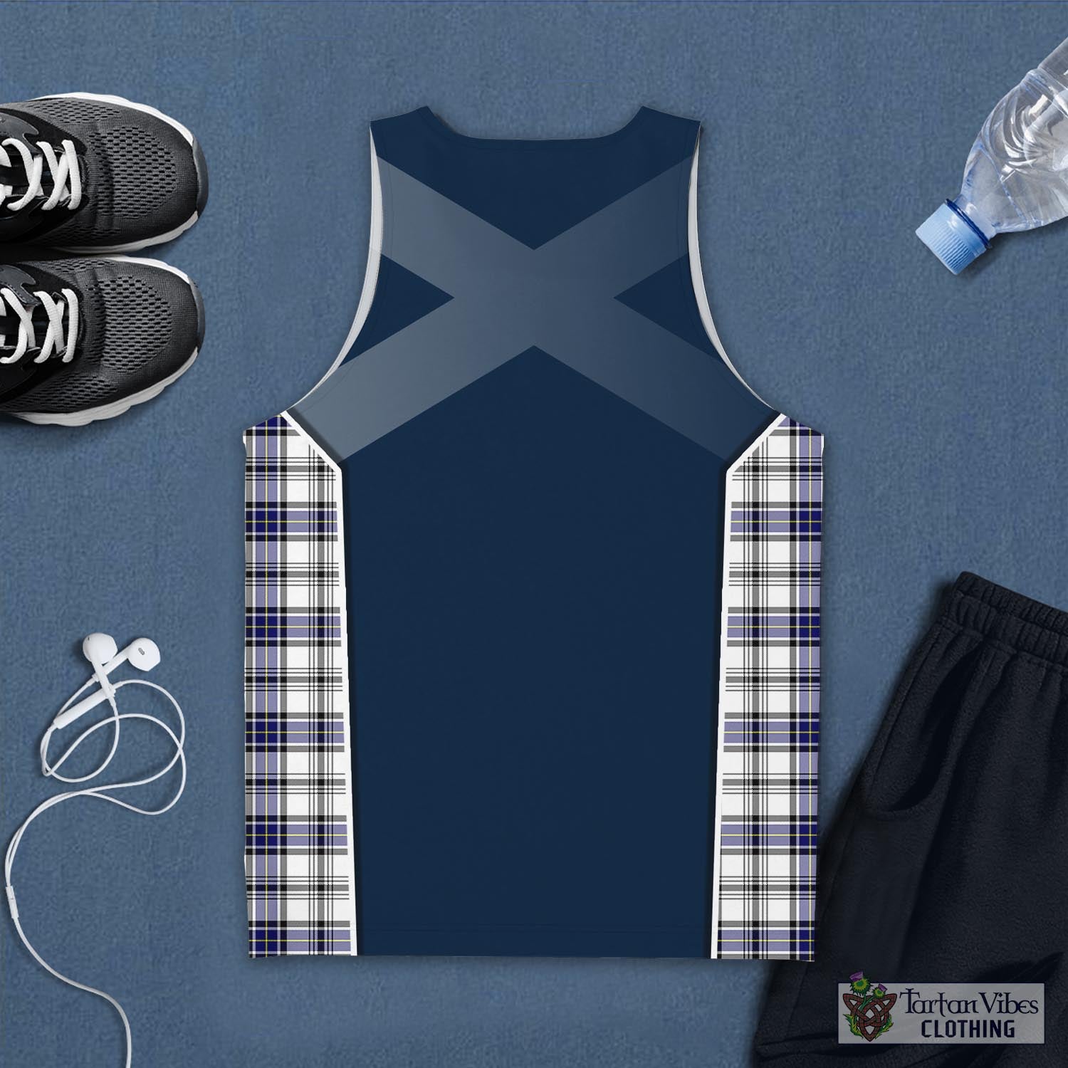 Tartan Vibes Clothing Hannay Modern Tartan Men's Tanks Top with Family Crest and Scottish Thistle Vibes Sport Style