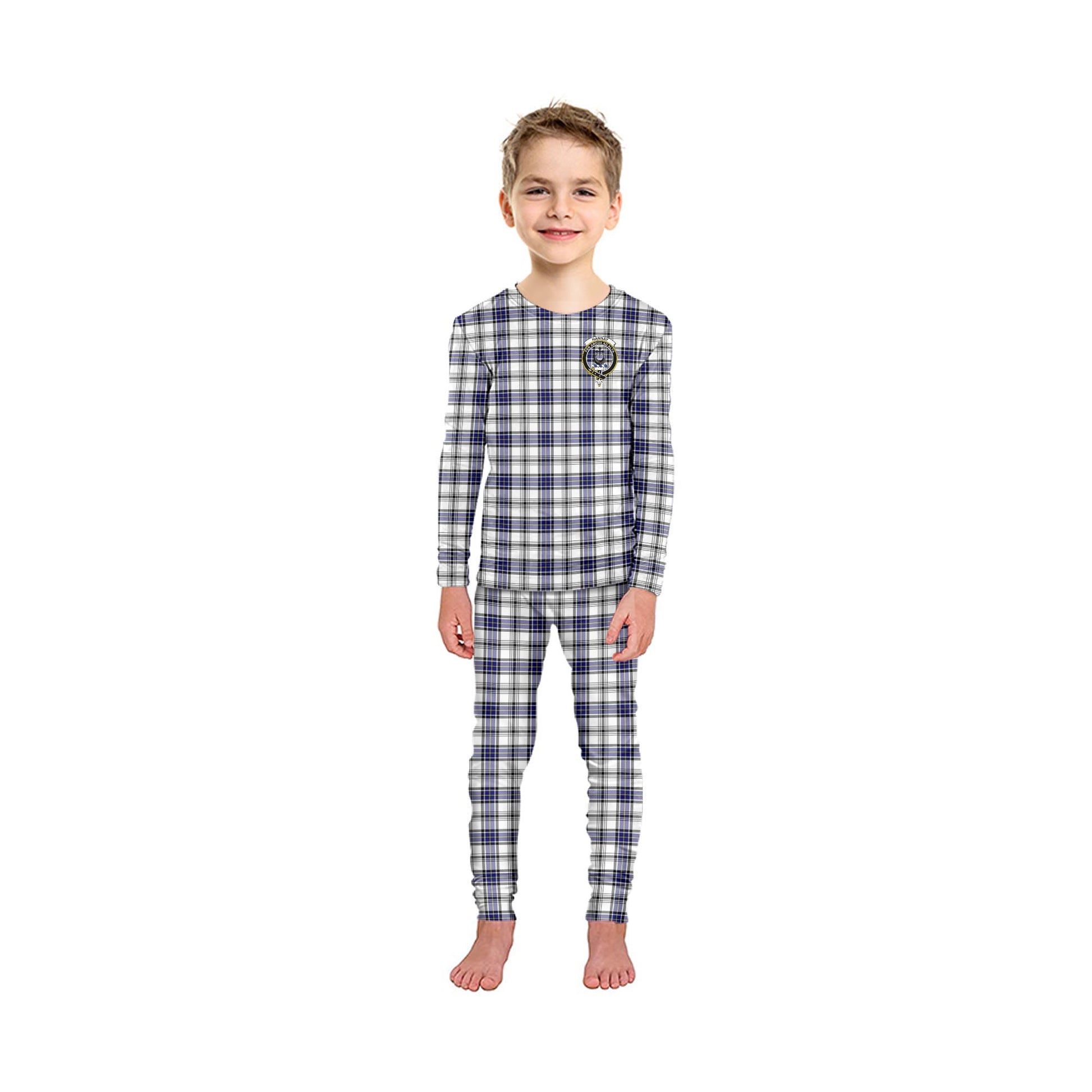 Hannay Tartan Pajamas Family Set with Family Crest - Tartan Vibes Clothing