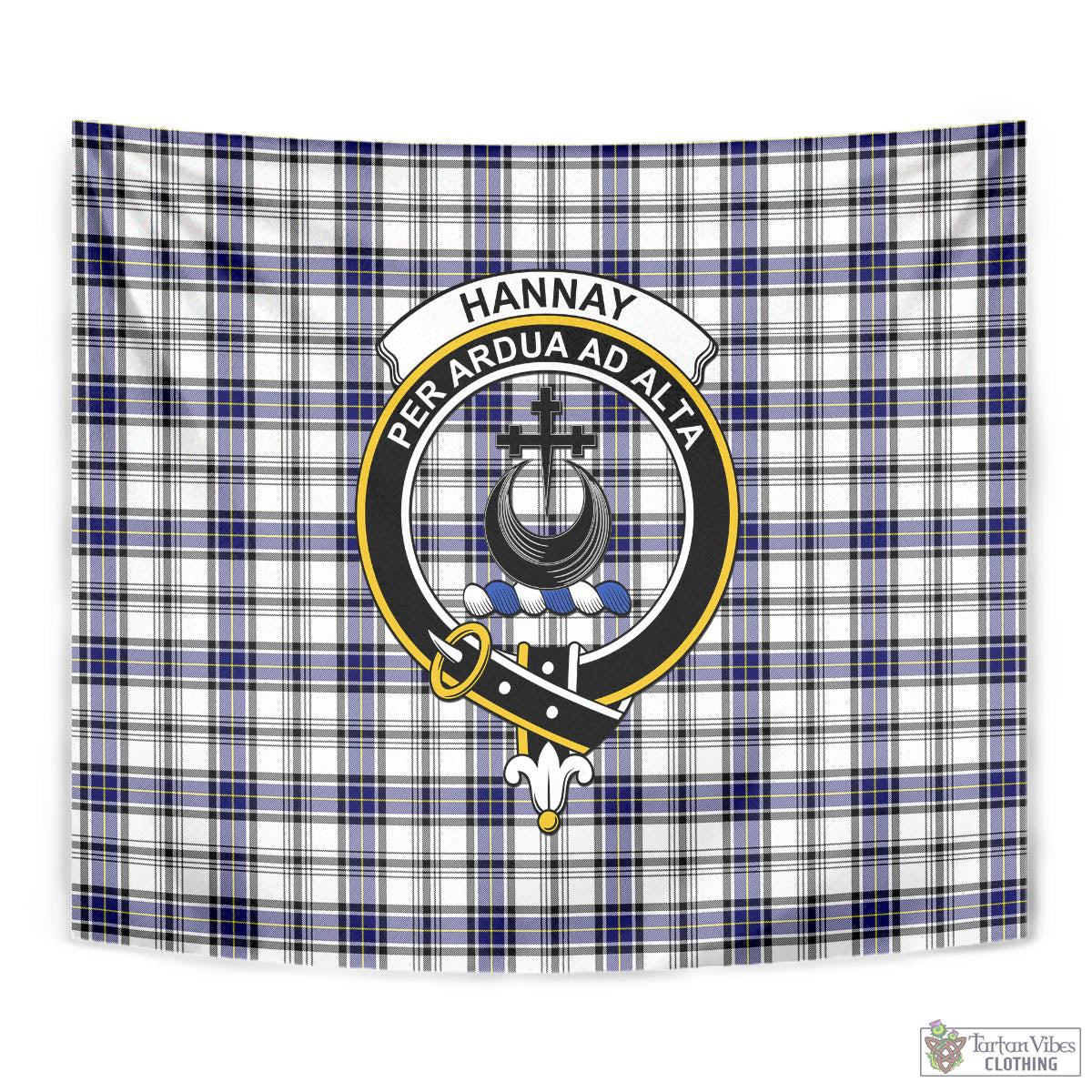 Tartan Vibes Clothing Hannay Modern Tartan Tapestry Wall Hanging and Home Decor for Room with Family Crest