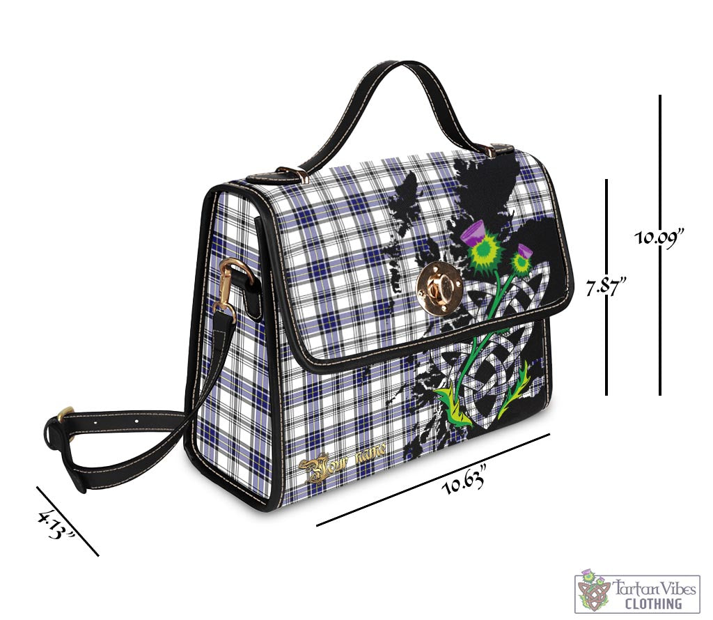 Tartan Vibes Clothing Hannay Modern Tartan Waterproof Canvas Bag with Scotland Map and Thistle Celtic Accents