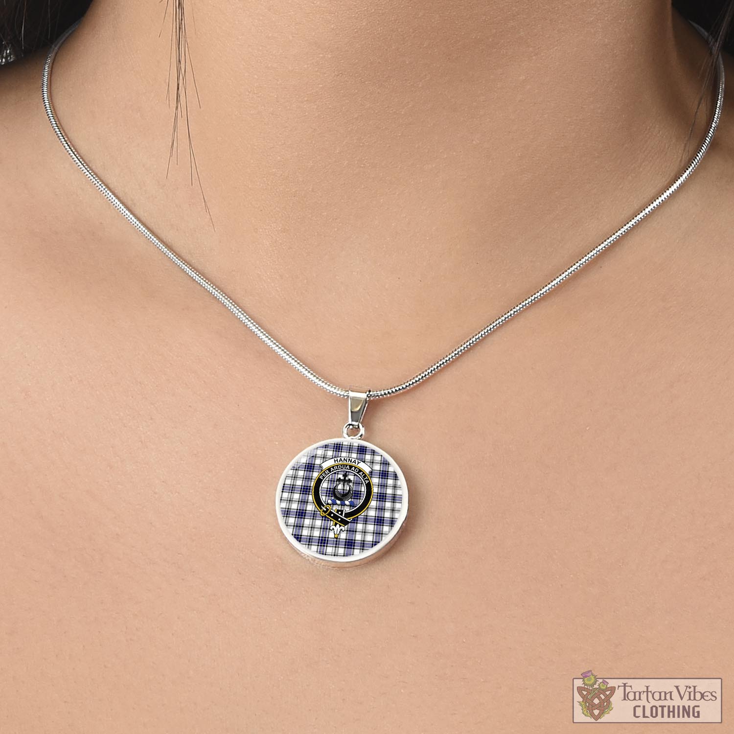 Tartan Vibes Clothing Hannay Modern Tartan Circle Necklace with Family Crest