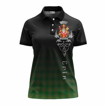 Hanraghan Irish Clan Women's Polo Shirt with Coat of Arms Erin Go Bragh Celtic Inspired Women - Tartan Vibes Clothing
