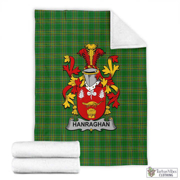 Hanraghan Irish Clan Tartan Blanket with Coat of Arms X-Large 59 x 79 inches 150 x 200 cm - Tartan Vibes Clothing