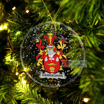 Hanraghan Irish Clan Christmas Glass Ornament with Coat of Arms Transparent Glass Circle - 2D-tartanvibesclothing