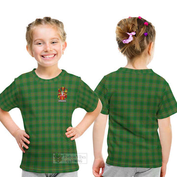 Hanraghan Irish Clan Tartan Kid T-Shirt with Coat of Arms - Tartan Vibes Clothing