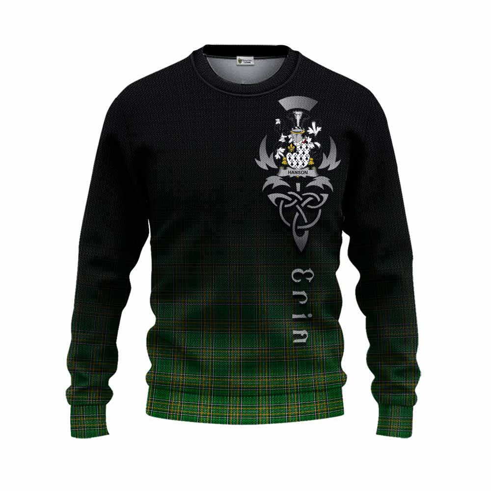 Hanson Irish Clan Knitted Sweater with Coat of Arms Erin Go Bragh Celtic Inspired Unisex - Tartan Vibes Clothing