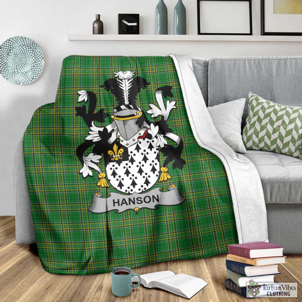 Hanson Irish Clan Tartan Blanket with Coat of Arms - Tartan Vibes Clothing