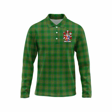 Hardy Irish Clan Tartan Long Sleeve Polo Shirt with Coat of Arms Unisex - Tartan Vibes Clothing
