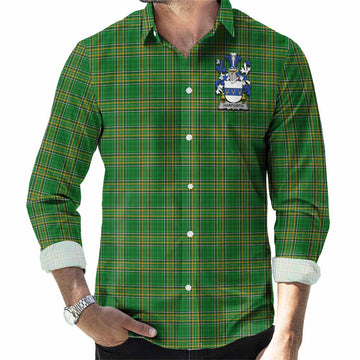 Harforth Irish Clan Tartan Long Sleeve Button Up with Coat of Arms Men's Shirt - Tartan Vibes Clothing