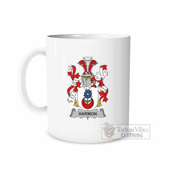 Harmon Irish Clan Coat of Arms Ceramic Mug White - 2D-tartanvibesclothing