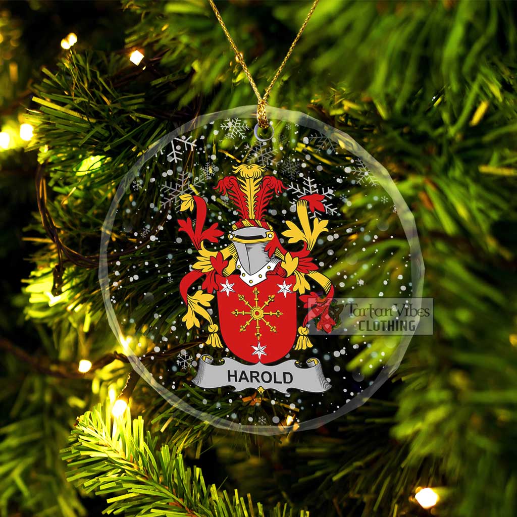 Tartan Vibes Clothing Harold Irish Clan Christmas Glass Ornament with Coat of Arms