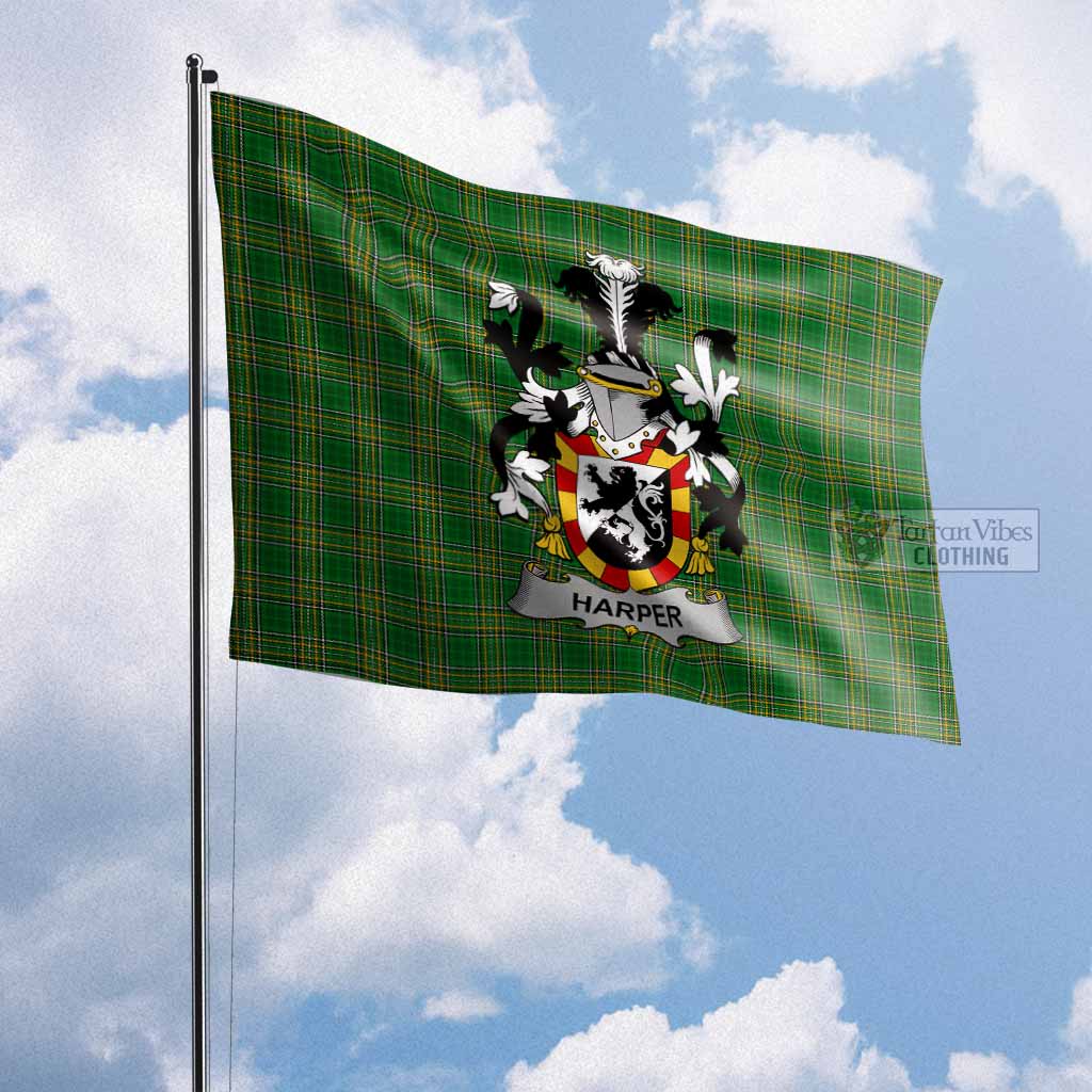 Tartan Vibes Clothing Harper Irish Clan Flag with Coat of Arms