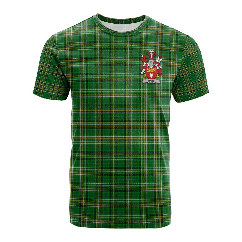 Tartan Vibes Clothing Hart Irish Clan Tartan Cotton T-shirt with Coat of Arms