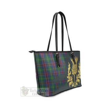 Hart Tartan Leather Tote Bag Gold Thistle Style - Tartan Vibes Clothing