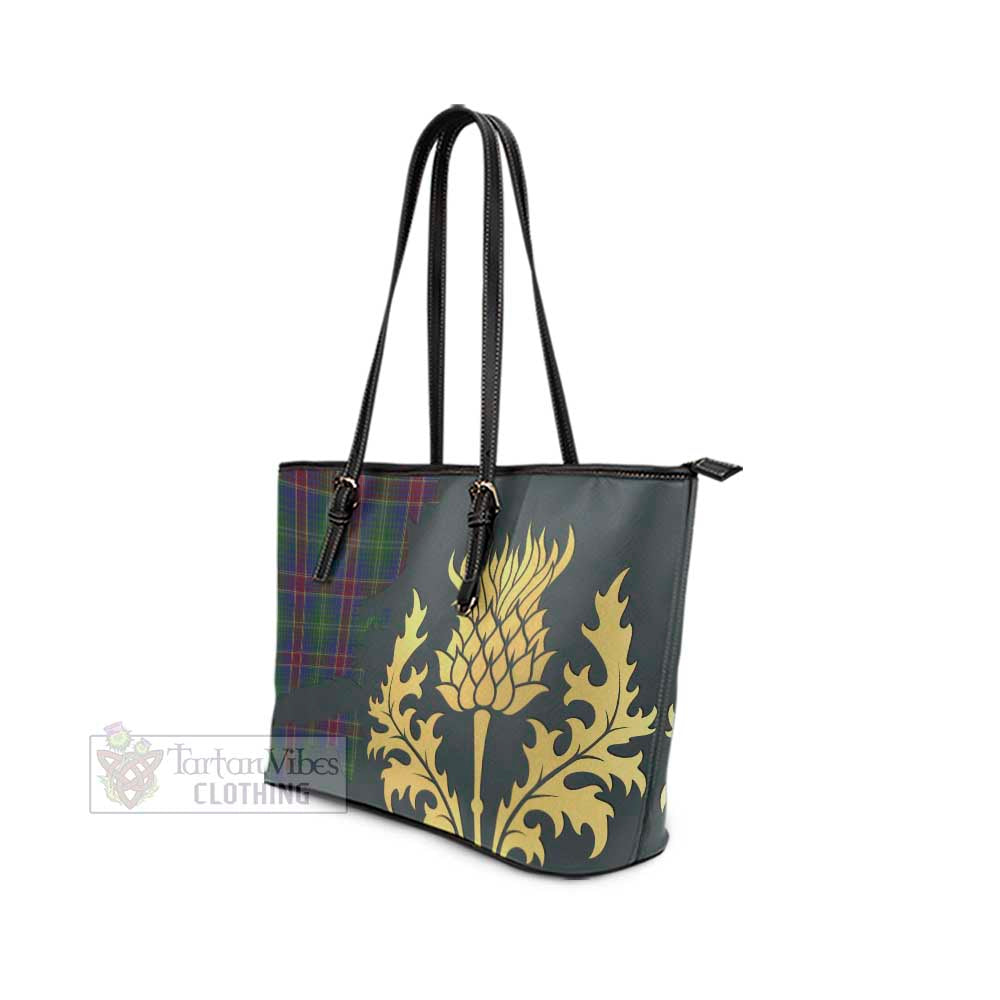 Hart Tartan Leather Tote Bag Gold Thistle Style - Tartan Vibes Clothing