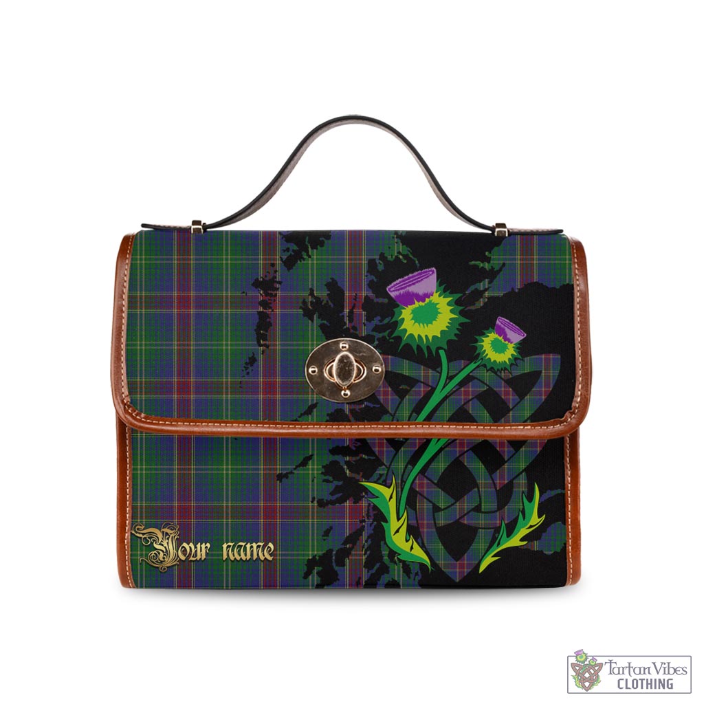 Tartan Vibes Clothing Hart of Scotland Tartan Waterproof Canvas Bag with Scotland Map and Thistle Celtic Accents