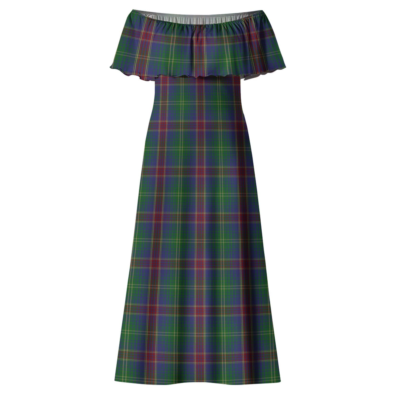 Hart of Scotland Tartan Off Shoulder Long Dress - Tartanvibesclothing