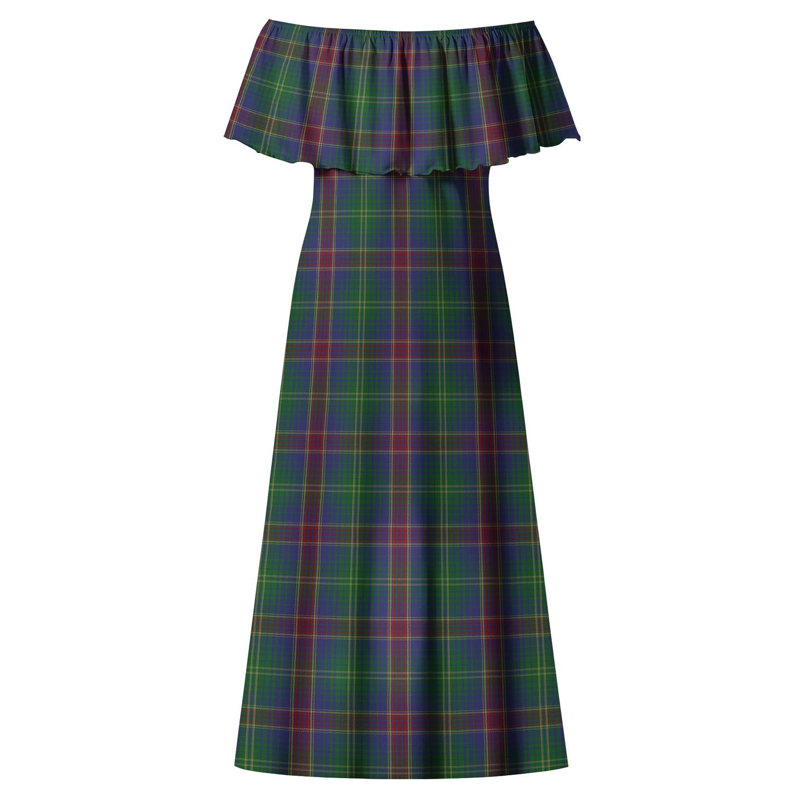 Hart of Scotland Tartan Off Shoulder Long Dress - Tartanvibesclothing