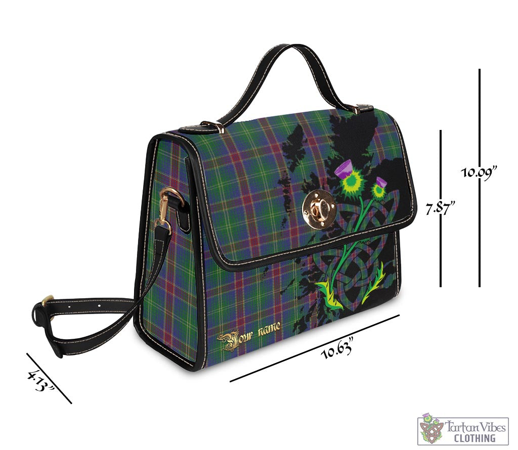 Tartan Vibes Clothing Hart of Scotland Tartan Waterproof Canvas Bag with Scotland Map and Thistle Celtic Accents