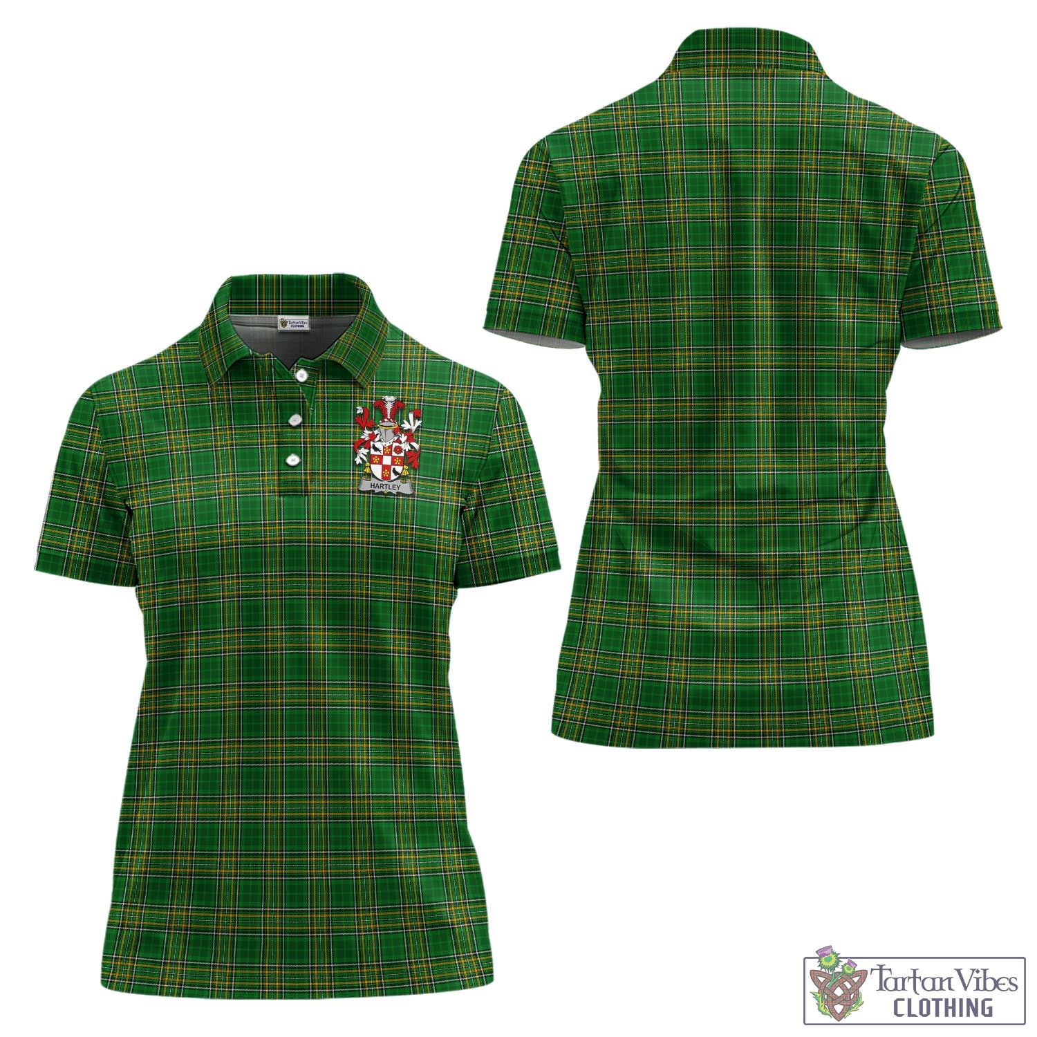 Tartan Vibes Clothing Hartley Ireland Clan Tartan Women's Polo Shirt with Coat of Arms