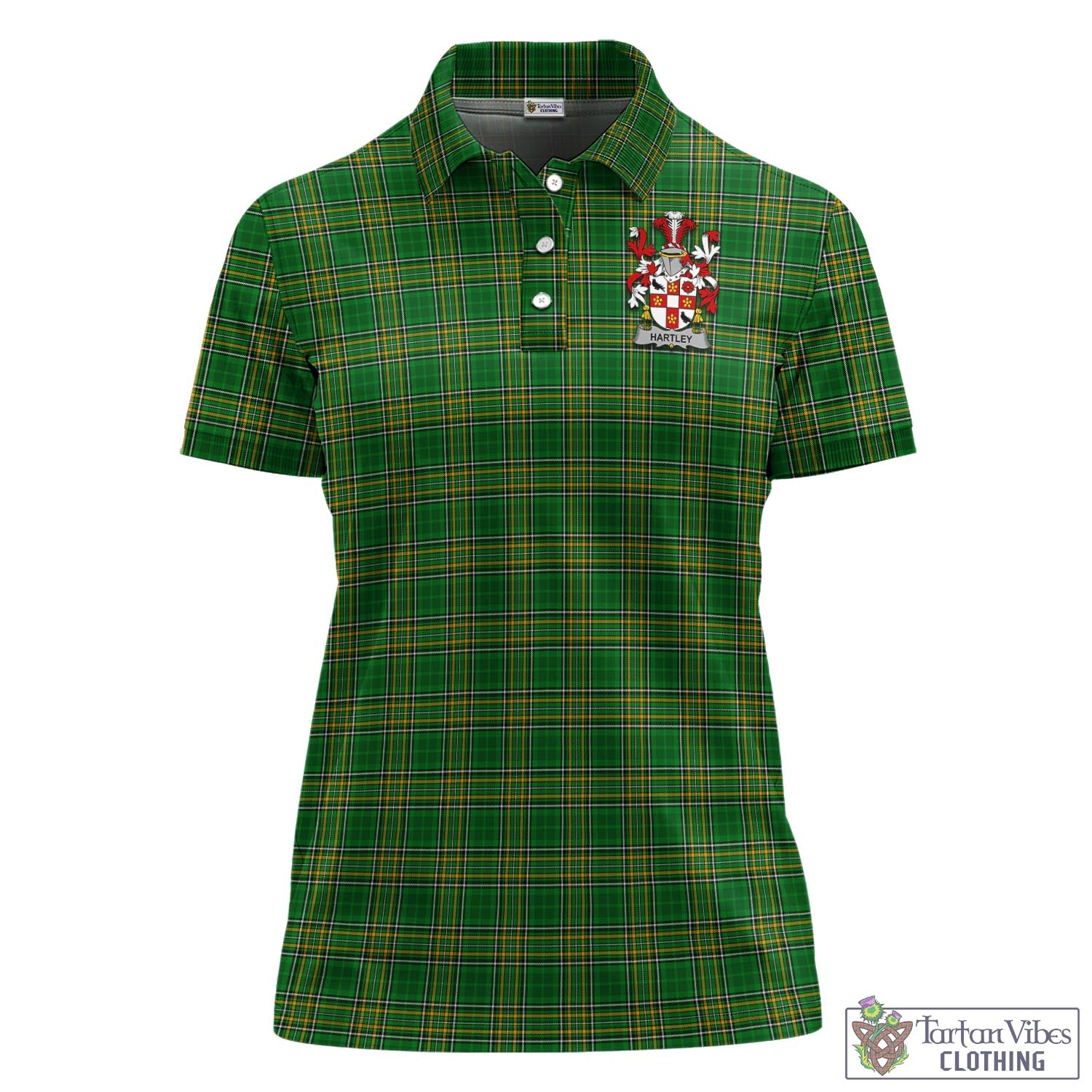 Tartan Vibes Clothing Hartley Ireland Clan Tartan Women's Polo Shirt with Coat of Arms